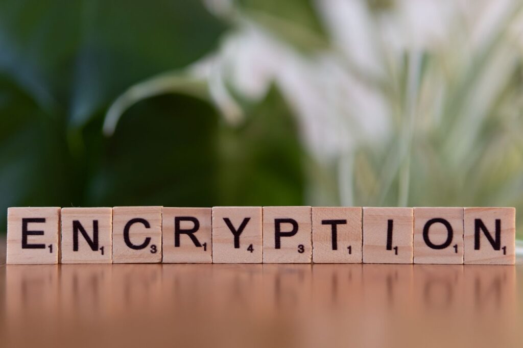 pexels-photo-30885763-30885763 Close-up of wooden blocks spelling 'encryption', symbolizing data security and digital protection.